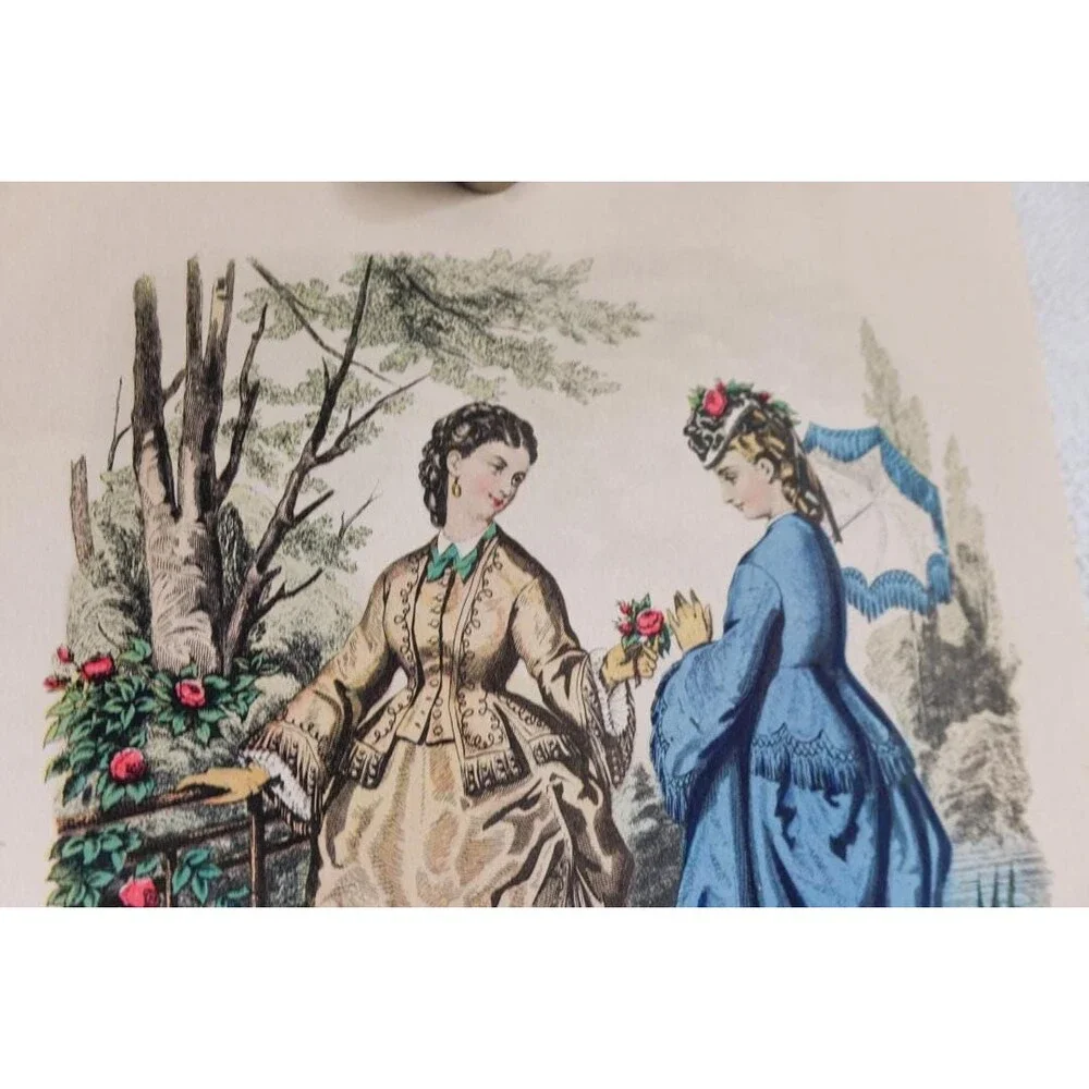 Antique French Fashion Plate Lot of 5, La Mode Illustrée 1870s, Anaïs Toudouze